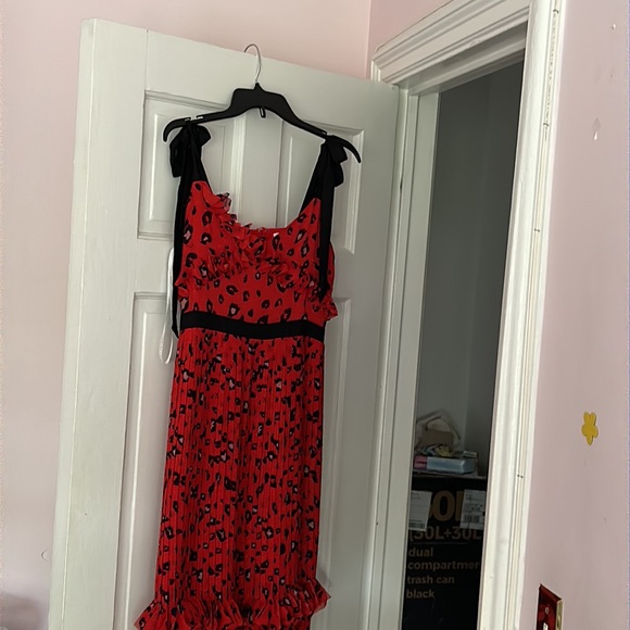 NWOT FOXIEDOX RED/NAVY TIERED MAXI DRESS - SIZE SMALL - Picture 2 of 6